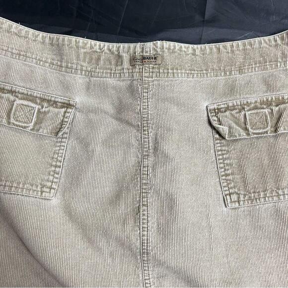 Eddie Bauer Womens 18Petite Corduroy Long Skirt Tan 100% Cotton Modest Back Slit - Picture 8 of 15